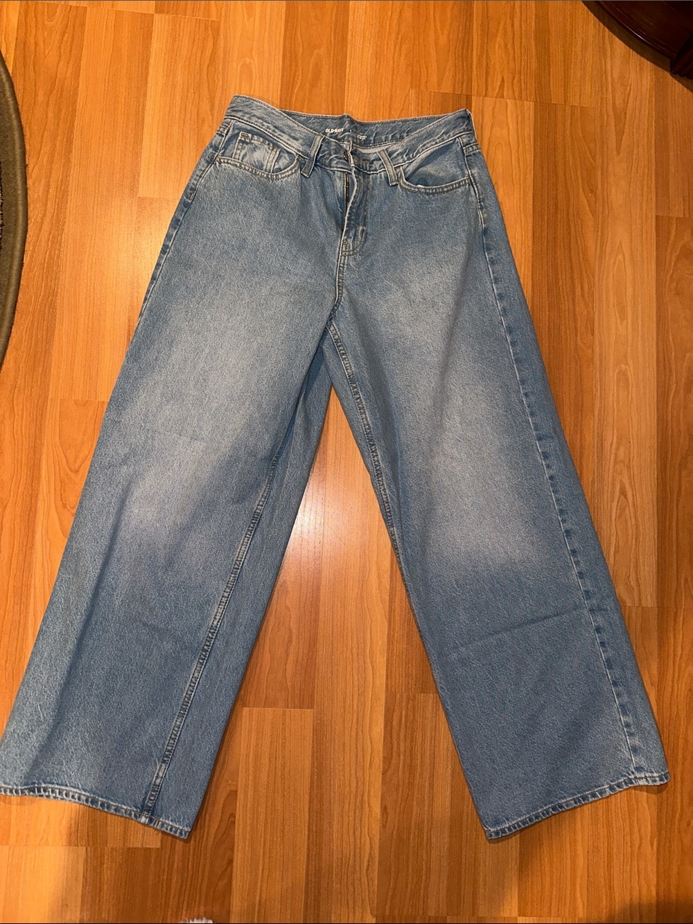 Old Navy Wow Baggy Mid Rise Wide Leg High-Rise Women's Jeans - Light Blue